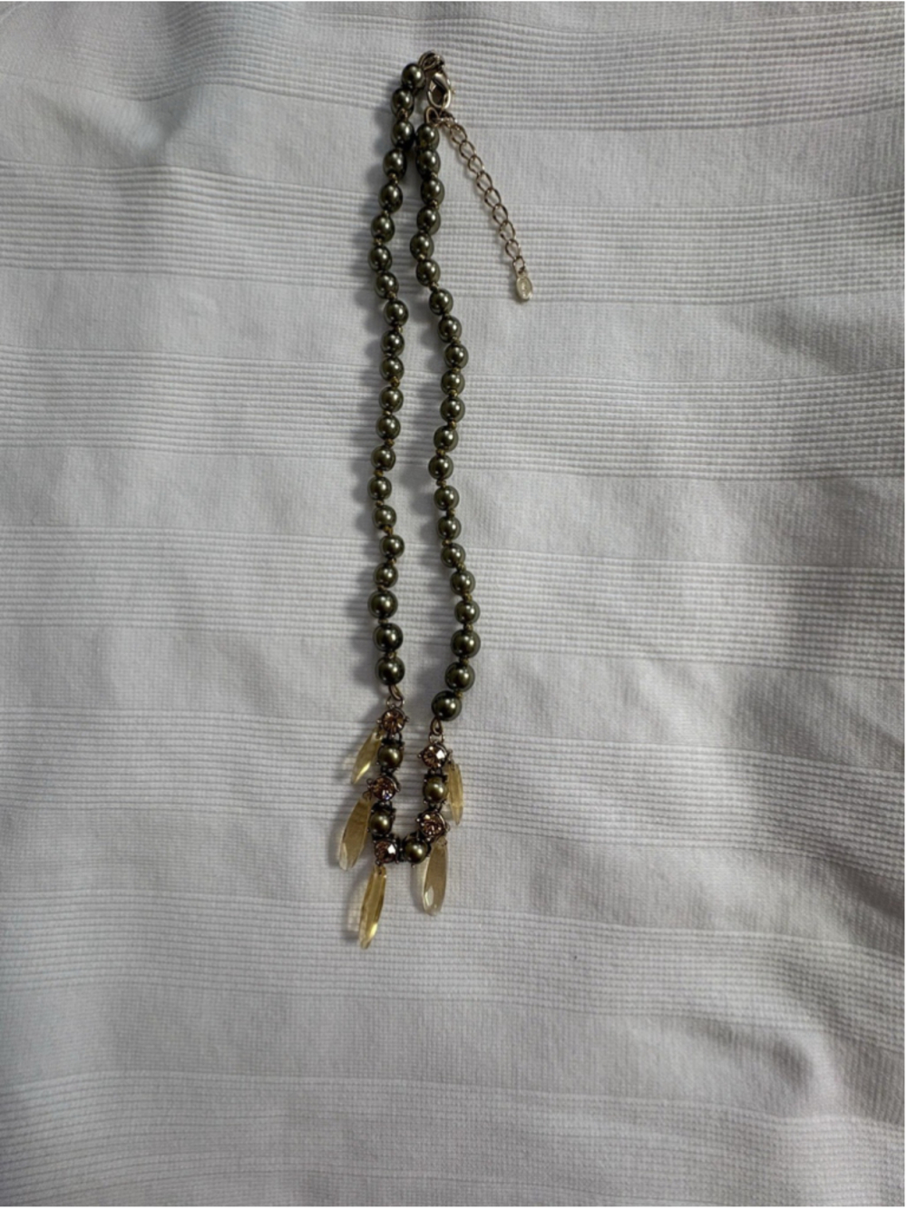 Vintage Monet Pearl Statement Necklace Crystal Drop Gold Tone 16-18” - Picture 5 of 8